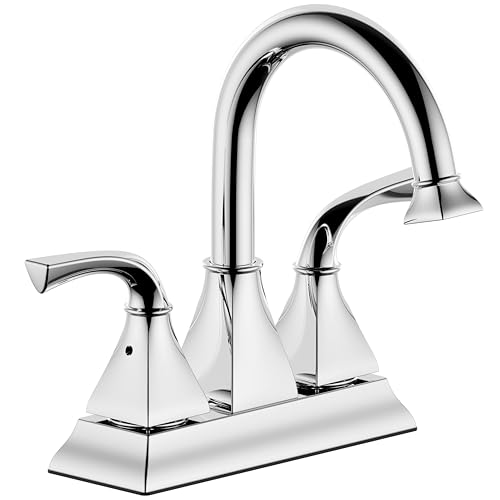 Centerset Polished Chrome Bathroom Faucet,4 Inch Two Handle Lavatory Bathroom Sink Faucet with Push up Pop-up Drain,F-4015-CP - color: Polished Chrome, size: Standard