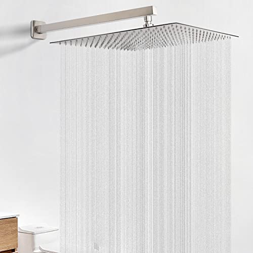 Shower Arm, Rain Shower Head Extension Extender, With Flange and Teflon Tape, Made of Thicken Stainless Steel for Bathroom Rainfall Shower (20 Inch, Brushed Nickel) - color: Brushed Nickel, style: 20 Inch