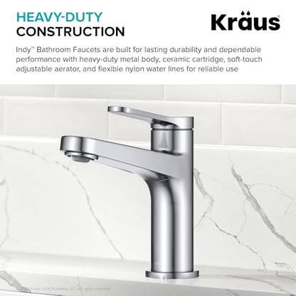 KRAUS Indy Single Handle One Hole Bathroom Sink Faucet in Chrome, KBF-1411CH - color: Chrome, style: Basin + Pop-Up Drain