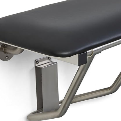 Seachrome 22" x 15" Black Padded Cushion Folding Wall Mount Bench Shower Seat, ADA Compliant - color: Black, size: 22 in