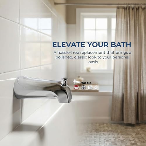 Tub Spout Diverter Universal Fits 1/2'' Copper Pipe 1/2'' IPS and 3/4'' IPS Bathtub Faucet Replacement with Adapters with Diverter Chrome