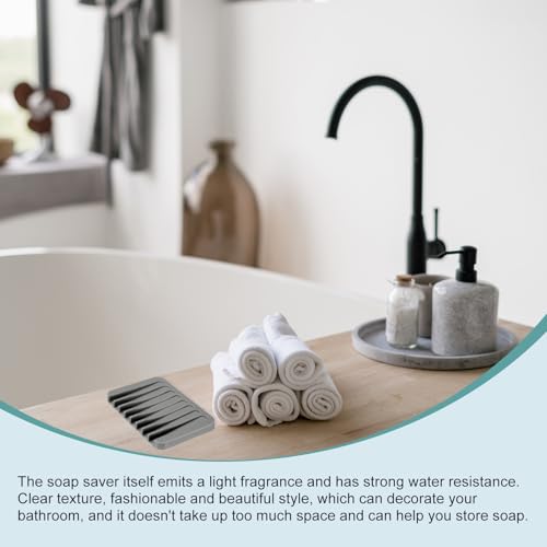 uxcell 2 Pcs Self Draining Silicone Soap Dish, Soap Tray with Drainage for Bathroom Shower Kitchen Sink, 4.5" x 3.1" x 0.4", Dark Grey - color: Grey