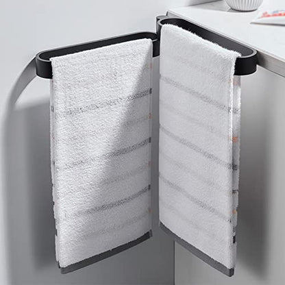 DCFV Wall Mounted Towel Holder, 180°Rotation Bathroom Hand Towel Holder, Space Aluminum Towel Bar, Kitchen Towel Rack, Multiple Uses