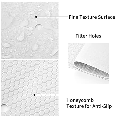 Webos Shower Mat for Textured Surface：Silicone Non Slip Shower Mat Without Suction Cups Foldable - Square Bath Mat for Reglazed Tub Textured Shower Floor (White, 21x21) - color: White