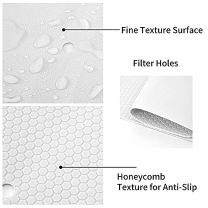 Webos Shower Mat for Textured Surface：Silicone Non Slip Shower Mat Without Suction Cups Foldable - Square Bath Mat for Reglazed Tub Textured Shower Floor (White, 21x21) - color: White