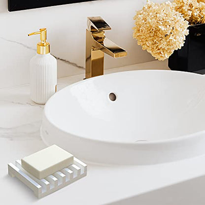 Topsky 2Pcs Soap Dish Holder, Non-Slip Bathroom Accessories Silicone Soap Case Saver, Sink Deck Bathtub Shower Dish Soap Drainer, Silicone Holder for Soap, Sponges, Scrubber (White) - color: White
