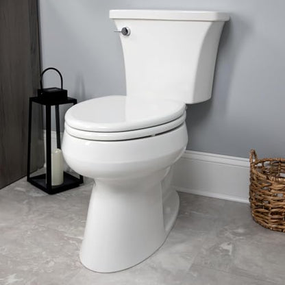 Mayfair Linden Slow Close Toilet Seat, Non Slip Heavy Duty Wood, Easy Install, Elongated, White - size: Elongated