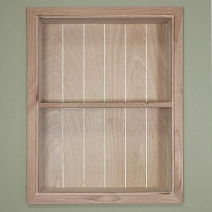 14x18 Sloane Recessed Wall Niche Medicine Cabinet Replacement, In the Wall Bathroom Cabinet Insert Shelf/Shelves, Made in North America, REAL WOOD, NO MDF, Unfinished Beadboard Back - color: Unfinished, size: 14x18