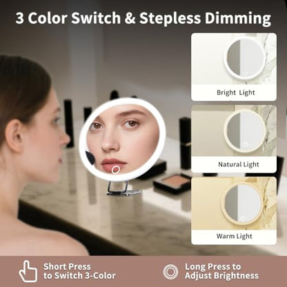 5X10X20X30X 3-Color Lighted Magnifying Mirror (White, 20X), SAI-621