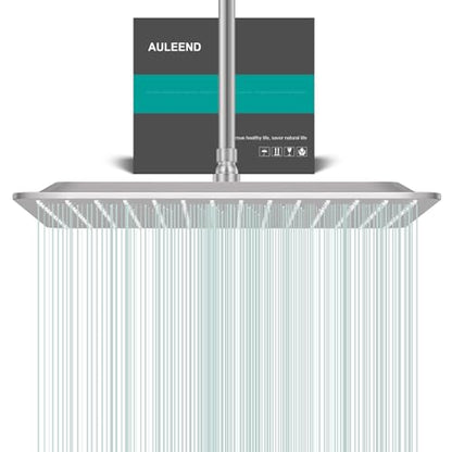 Square Rain Shower Head, High Flow Stainless Steel,Work with any decorative style，All Metal Rainfall Shower Head (Brushed Nickel, 16)