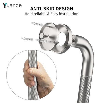 20 Inch Brushed Nickel Anti-Slip Shower Grab Bar, Stainless Steel Handrail | Knurled Bathroom Safety Rail, Shower Handrail Support, Handicap Elderly Balance Assist Handles-1.25" Diameter - color: Brushed Nickel, size: 20inch-1 Pack