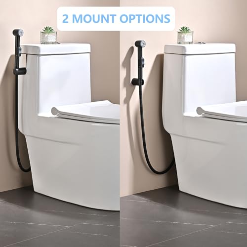 Matte Black Handheld Bidet Sprayer for Toilet - Durable ABS Bathroom Jet for Feminine Hygiene, Baby Cloth Diaper Washer & Pet Bathing - Lightweight Attachment with Hose, Easy DIY Installation