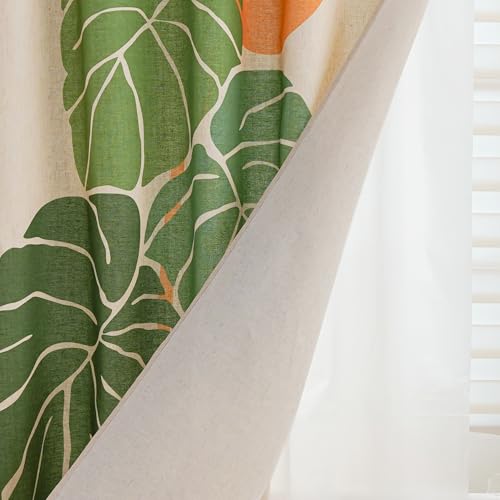 Monstera deliciosa Linen Shower Curtain Set with Liner,72" Wx72 L | Double Layer Shower Curtain Waterproof Fabric with Zippered Removable PEVA Liner,Boho Shower Curtain for Bathroom,Free Hooks - color: Pink Monstera