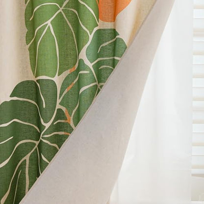 Monstera deliciosa Linen Shower Curtain Set with Liner,72" Wx72 L | Double Layer Shower Curtain Waterproof Fabric with Zippered Removable PEVA Liner,Boho Shower Curtain for Bathroom,Free Hooks - color: Pink Monstera