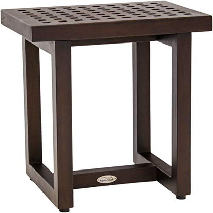 AquaTeak 18" Grate Mocha-Shield Teak Shower Bench - A. Bench | Durable, Water-Resistant Teak, Shower Chair & Shaving Foot Rest, Indoor/Outdoor Use
