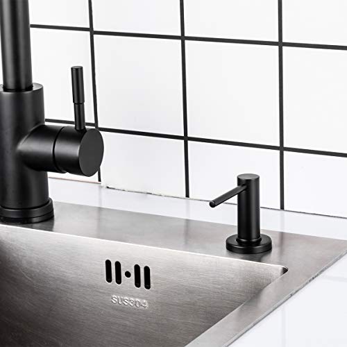 Matte Black Kitchen Sink Soap Dispenser GAPPO Countertop Pump Hand Lotion Built in Bottle Upgrade Stainless Steel Screw - color: Matte Black