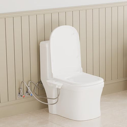 Bidet Attachment for Toilet, Adjustable Warm and Cold Water & Pressure, Self-Cleaning Dual Nozzles, Easy Install (White) - color: White, Cold & Warm