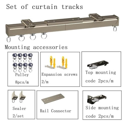 Ceiling Wall Mount Room Divider Curtain Track Rods, Aluminum Ceiling Curtain Track, Heavy-Duty Curtains Rails for Living Room Bedroom Room Shower Divider, 100-600cm(Black,2m(6.6ft)) - color: Black, size: 2m(6.6ft)
