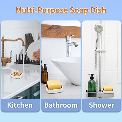 Bamboo Soap Dishes for Bar Soap Holders for Shower for Bathroom Sink Bulk Small Wooden Soap Tray Jabonera Pretty Neat Ventilated Soap Dish Disj Disk, Detachable (Single Rounded White) - color: Single Rounded White
