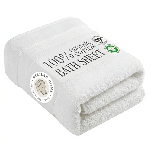 Delilah Home Turkish Cotton Bath Towels - Soft and Absorbent, 100% Organic, 700 GSM Thick Weave, Gentle for Sensitive Skin - 1 Piece Bath Towel Pack, 36x72 Inches - White - color: White, size: Bath Sheet