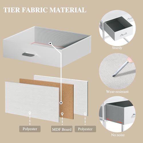 ALEXNUTRE Makeup Vanity Desk with Mirror and Lights, 36.6" Small Makeup Vanity with 4 Fabric Storage Drawer & Chair & Shelves, White Vanity with Fold-up Panel and Power Outlet for Bedroom - style: Milk White
