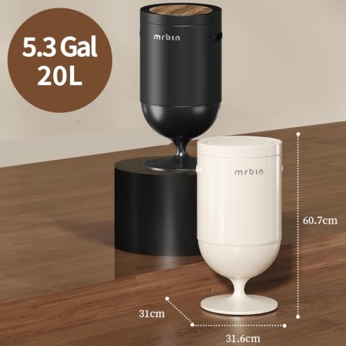 MRBIN Metal Motion Sensor Trash Can with Lid, 5.3 Gallon Wine Glass Shaped Automatic Waste Basket Touchless, Smart Round Tall Garbage with High Leg for Office, Bedroom, Kitchen, Black - color: Black, style: Wine Glass Style