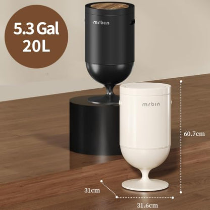 MRBIN Metal Motion Sensor Trash Can with Lid, 5.3 Gallon Wine Glass Shaped Automatic Waste Basket Touchless, Smart Round Tall Garbage with High Leg for Office, Bedroom, Kitchen, Black - color: Black, style: Wine Glass Style