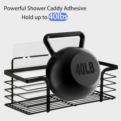 Shower Caddy Adhesive - Strong Shower Caddy Adhesive Hooks Replacement, Waterproof Shower Adhesive Strips, No Drilling, for Bathroom Storage Shelves and Kitchen Racks 16 Pack