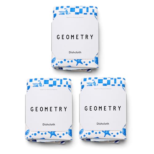 GEOMETRY Dishcloth – Spring & Summer Collection – Quick-Dry, Ultra-Absorbent, Reusable Microfiber Kitchen Towels for Drying & Cleaning - Santorini Tile - 3-Pieces - color: Santorini Tile, size: 18" x 30" (3 Pack)
