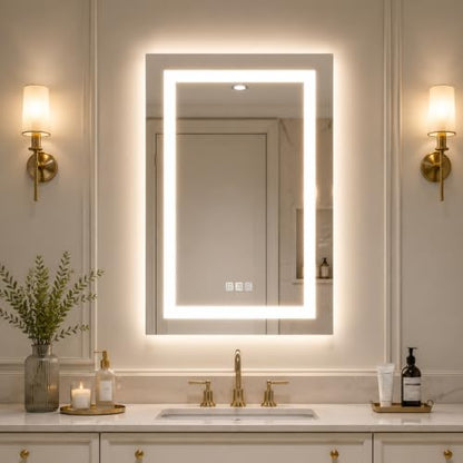 Luxury LED Lighted Medicine Cabinet with Mirror Dimmable, Defogging, 24 inch Commercial Medicine Cabinet, Outlets for Apartments, Hotel, Left Hinge - size: 24"W x 36"H Left