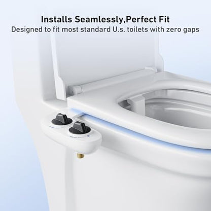 IDEALHOUSE Bidet Attachment for Toilet - Dual Nozzle Feminine Wash, Bidet Sprayer for Bathroom,Adjustable Water Pressure,Non-Electric Toilet Bidet Bathroom Accessories(grey knob)