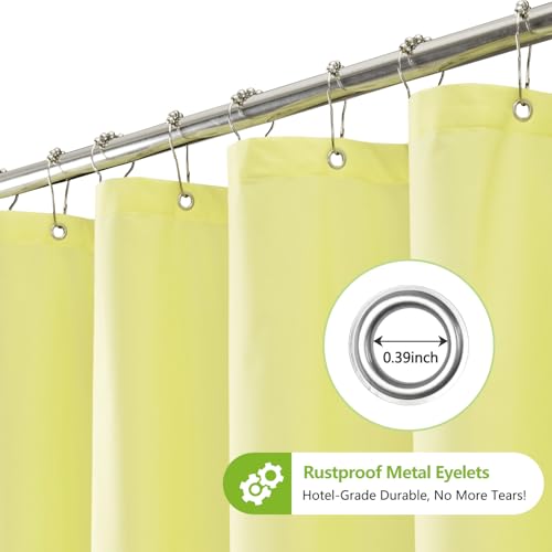 Seenus Bright Yellow Ruffle Shower Curtain with Waterproof TPU Backed, Soft Microfiber French Country Ruched Shower Curtain, 72 x 72 Inch Bathroom 2 in 1 Washable Fabric Shower Curtain with TPU Lining - color: Ruffled - Yellow, size: 72"W x 72"L (Pack of