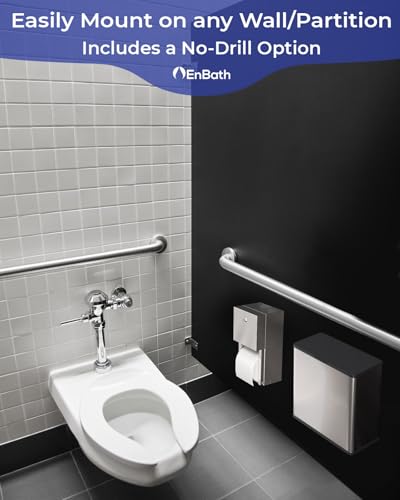 Sanitary Napkin Disposal Receptacle, Tampon Disposal Bin -Wall Mounted Trash Can for Bathroom with Removable Container for Improved Hygiene. Easy Mount to Any Wall/Partition. Includes No-Drill Option