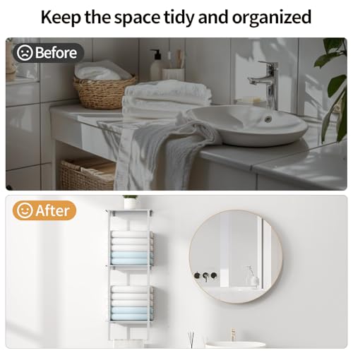 Bethom Towel Racks for Bathroom, 3Tier Towel Storage Rack, Brushed Nickel | Towel Rack for Bathroom with Shelf & Towel Bar, SUS304 Stainless Steel Rustproof, Easy to Install, Keeps Towels Tidy - color: Brushed Nickel-a