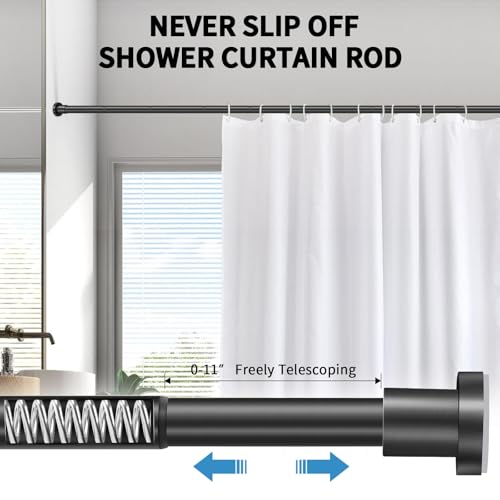 ZYRW Black Shower Curtain Rod 36-84 Inches (3-7ft) Non Rust Adjustable Shower Rod Spring Tension Non Slip No Drilling Stainless Steel Shower Rods for Bathroom Window - color: Matte Black, size: 36"-84"