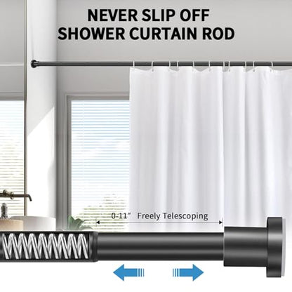 ZYRW Black Shower Curtain Rod 36-84 Inches (3-7ft) Non Rust Adjustable Shower Rod Spring Tension Non Slip No Drilling Stainless Steel Shower Rods for Bathroom Window - color: Matte Black, size: 36"-84"
