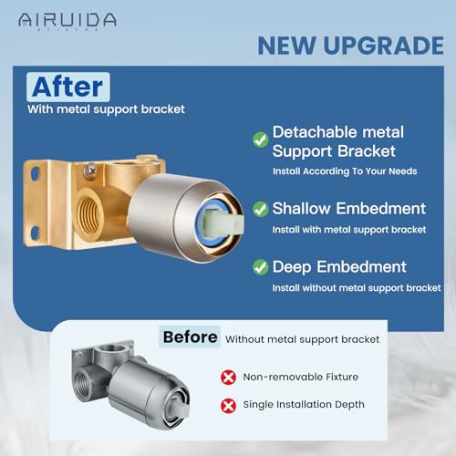 Airuida Brushed Nickel Shower Faucet Set,8 Inch Shower Valve Kit | Square Showerhead,Female Thread Rough-in Valve,Bathroom Rain Shower System,Single Function Handle - color: Brushed Nickel
