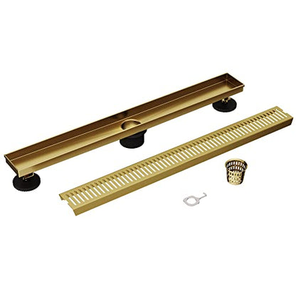 VIGO Elan 24 in. Linear Shower Drain in Matte Brushed Gold - VG07002MG - color: Matte Brushed Gold, size: 24 in.