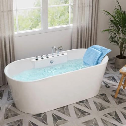 OMYSTYLE Full Body Bath Pillow, Bath Pillows for tub with Mesh Washing Bag & 21 Non-Slip Suction Cups, Spa Bathtub for Head Neck Shoulder and Back Support - 5D Air Mesh & Quick Drying | Blue - color: Blue