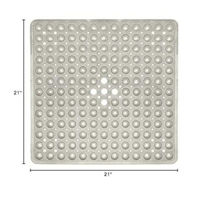 ENKOSI Square Shower Matt Non Slip - 21 x 21 - Shower Floor Mat - Anti Slip Mats for Shower Stall - Shower Bath Mat - Shower Grip Mat (21x21 Clear Grey) - color: Clear Grey