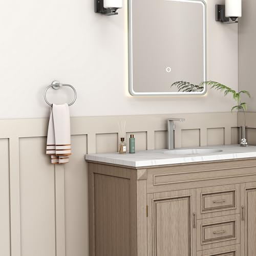 Angle Simple Towel Ring Swivel, Bathroom Hand Towel Holder, Brushed Nickel | Rustproof SUS304 Stainless Steel, 180° Rotation, Oval Washcloth Hanger for Kitchen Laundry, Screw Wall Mount - color: Oval - Brushed Nickel