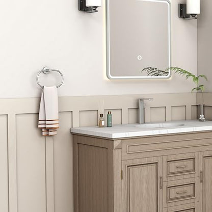 Angle Simple Towel Ring Swivel, Bathroom Hand Towel Holder, Brushed Nickel | Rustproof SUS304 Stainless Steel, 180° Rotation, Oval Washcloth Hanger for Kitchen Laundry, Screw Wall Mount - color: Oval - Brushed Nickel