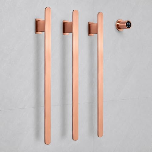 Bathroom Heated Towel Rack, Rose Gold Towel Warmer, 3 Bars, 110V | Smart Touch Control, Wall Mounted, Concealed Hardwired, Stainless Steel, Dry Towels in Modern Bathrooms, Space-Saving Design - color: Rose Gold-3 Bars