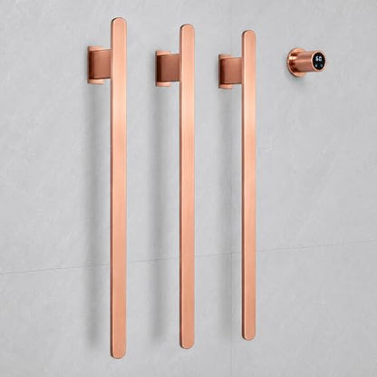 Bathroom Heated Towel Rack, Rose Gold Towel Warmer, 3 Bars, 110V | Smart Touch Control, Wall Mounted, Concealed Hardwired, Stainless Steel, Dry Towels in Modern Bathrooms, Space-Saving Design - color: Rose Gold-3 Bars