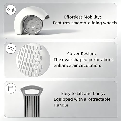 Laundry Basket with Wheels, Lid, and Handles for Easy Rolling, Dirty Clothes Organizer, White, 1 Pack