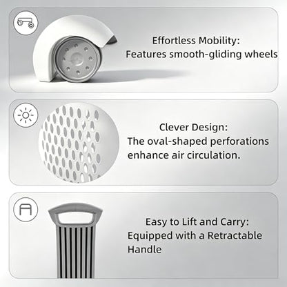 Laundry Basket with Wheels, Lid, and Handles for Easy Rolling, Dirty Clothes Organizer, White, 1 Pack
