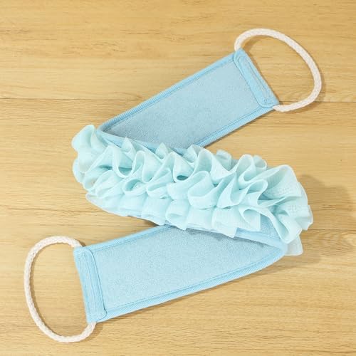 Triple Bath Scrub Set with Extended Back Scrubber Cleans Exfoliator Soft Washcloth Spa Grade Bathroom Essential Bath Scrubber Set - color: White
