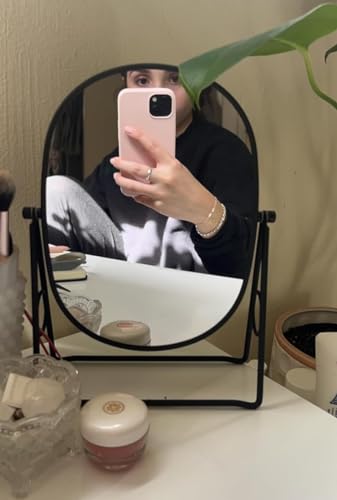 JOYOEIKON Classic Dual Sided 5X and 1X Magnifying Makeup Mirror and Tabletop Standing 360° Rotation Vanity Mirror,Desktop Cosmetic Mirror(Bronze) - color: Bronze