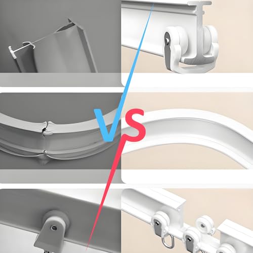Aluminum Flexible Curtain Track, Ceiling/Wall Mount Curtain Rail System, Curved Shower Curtain Rod, for Curved Shower Curtain, RV(White,170cm/5.6ft) - color: White, size: 170cm/5.6ft