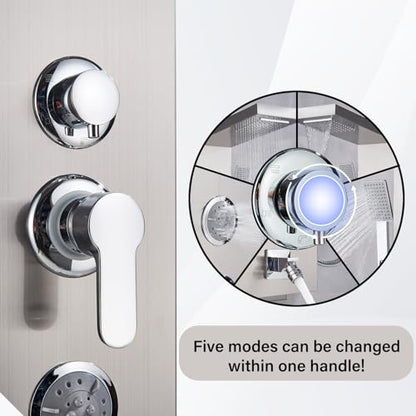 AlenArt Shower Panel Massage Jets Rainfall Waterfall Shower Head, Shower Stainless Steel Wall Mount Massage Multi-Function Bathroom Shower Panel Tower System, Brushed Nickel…… - color: Brushed Nickel